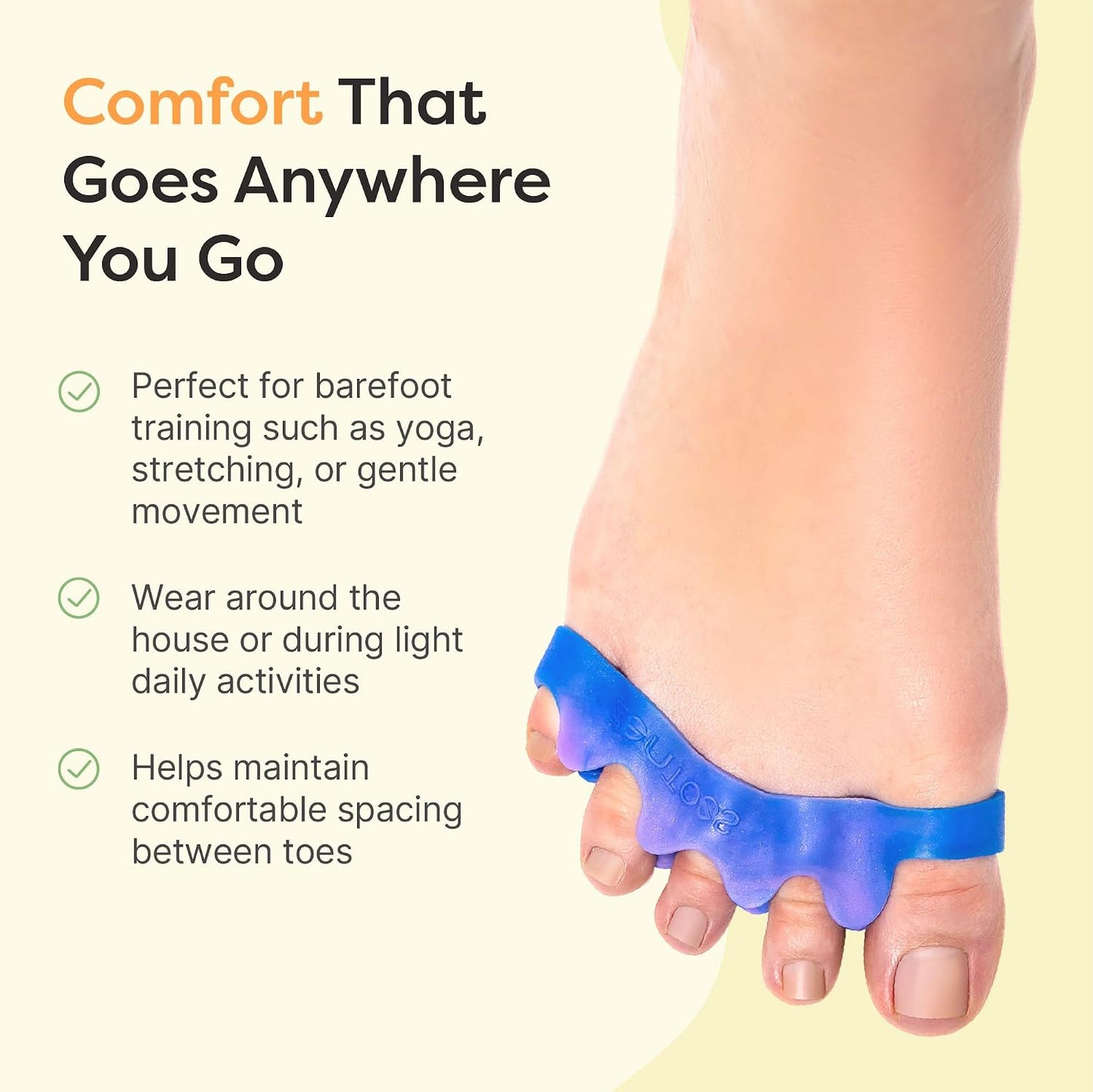 ZenToes Silicone Toe Spacers and Separators for Correct Toe Alignment, Bunion Relief, Hammertoe Straightener, Gel Orthopedic Corrector – 1 Pair (Black)