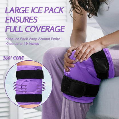 KingPavonini XXL Knee Ice Pack Wrap Around Entire Knee After Surgery, Large Reusable Gel Ice Pack for Injuries, Pain Relief, Swelling, Sports Injuries, 1 Pack (Blue)