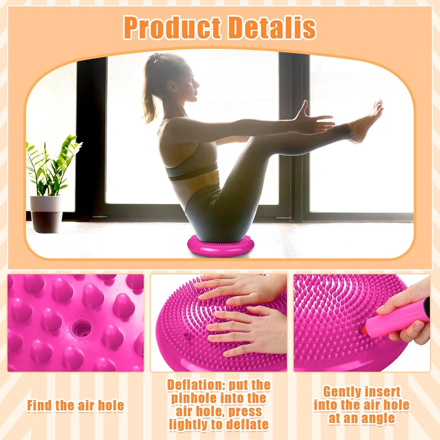 Silipull 2 Pcs Wiggle Seat Inflated Wobble Cushion Flexible Balance Disc with Air Pump for Core Stability Strengthening Improving Posture Physical Exercise