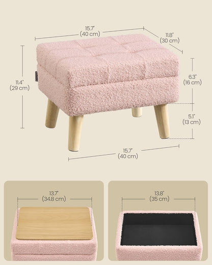 SONGMICS Foot Stool Ottoman, Small Storage Ottoman with Legs, 15.7 Inches