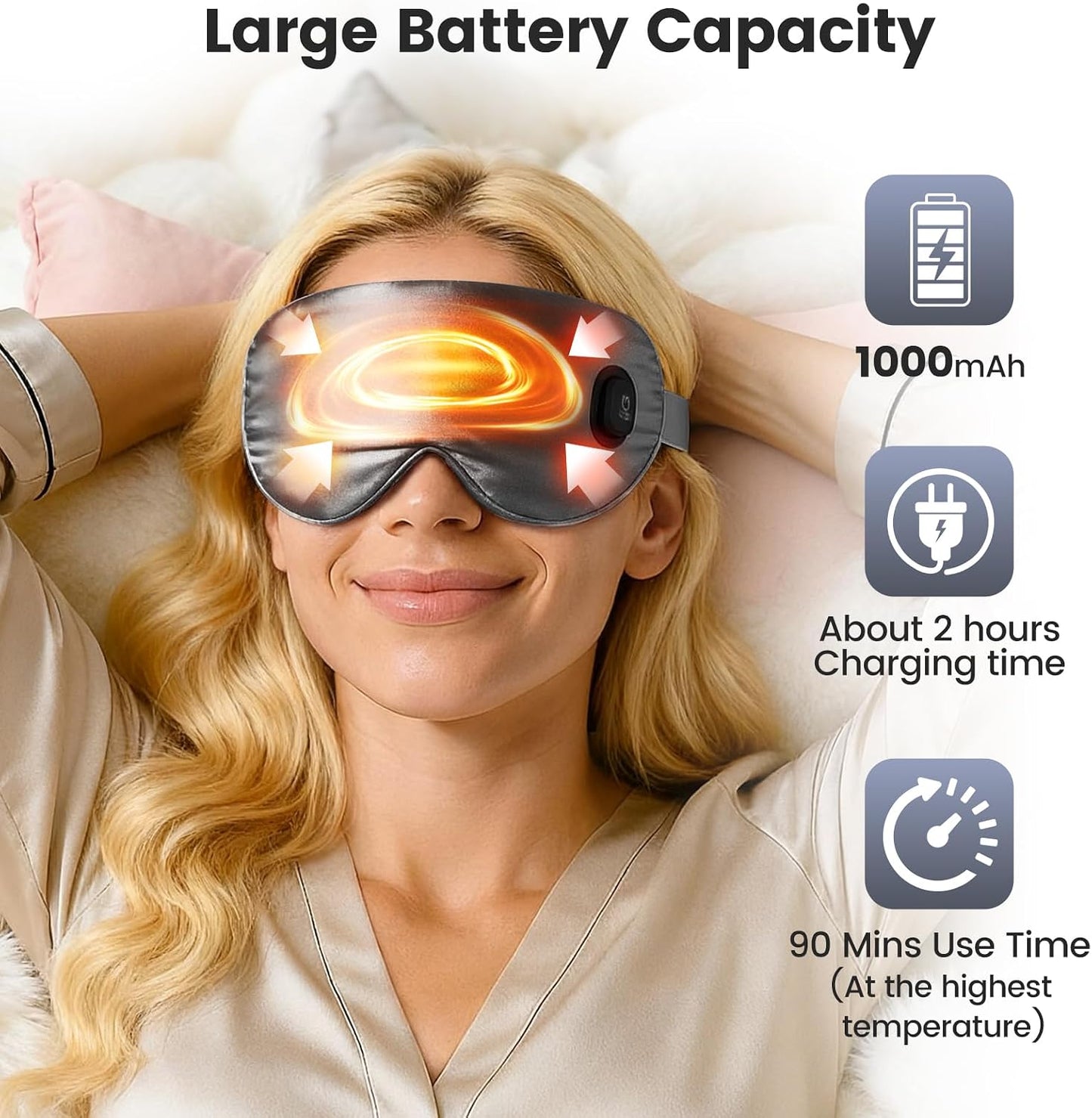 Cordless Heated Eye Mask for Dry Eyes, Rechargeable Heat Sleep Mask, Grey