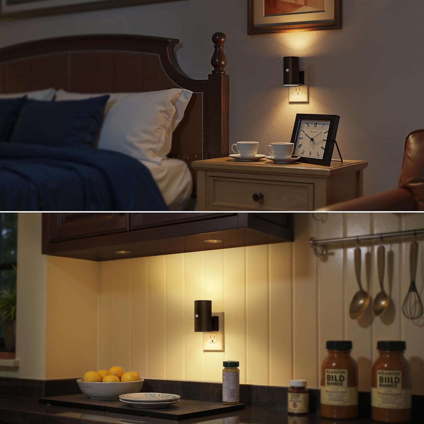 Briignite Night Lights Plug into Wall, Modern LED Night Light Plug in, Dusk to Dawn Sensor,Amber Night Light 0-100LM Adjustable Brightness, Dimmable NightLight for Hallway, Bedroom, Stairway, 2 Pack
