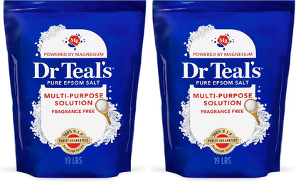 Dr Teal's Pure Epsom Salt Multipurpose Solution, Fragrance Free, Bulk Size - 19 lbs