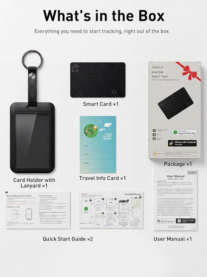 MFi Certified Wallet Tracker Card with Card Holder,Rechargeable Android & iOS Item Finder for Wallets Passport Luggage,Compatible with iOS Find My & Google Find Hub,Ultra Slim