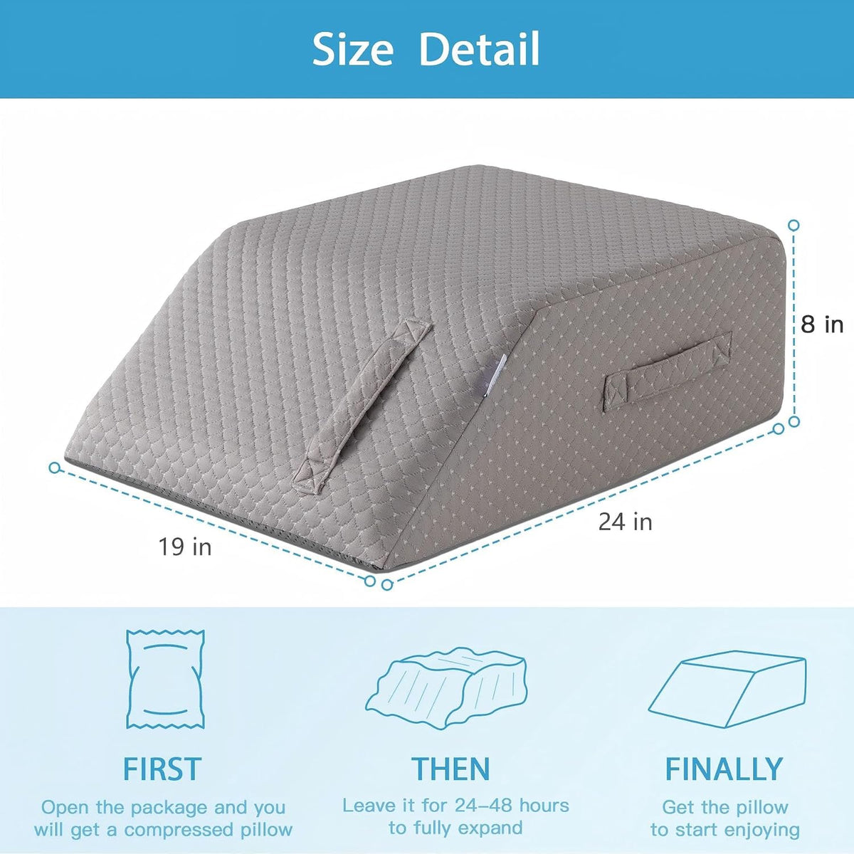 MEGCXIT Leg Pillow Elevation Blood Circulation, Leg Wedge for Elevation for Swelling, Leg Elevating Pillow for After Surgery, Memory Foam Foot Knee Pillow for Back Sleeping 23.6×16.8×8 Inch White/Grey