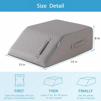 MEGCXIT Leg Pillow Elevation Blood Circulation, Leg Wedge for Elevation for Swelling, Leg Elevating Pillow for After Surgery, Memory Foam Foot Knee Pillow for Back Sleeping 23.6×16.8×8 Inch White/Grey