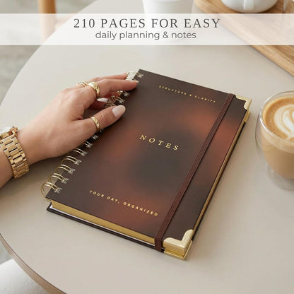 Aesthetic Daily Planner And Notebook With Hourly Schedule - Beautiful Spiral To Do List Notepad For Work/Home to Organize Tasks And Appointments - Stylish School/Office Supplies Journal Book For Women