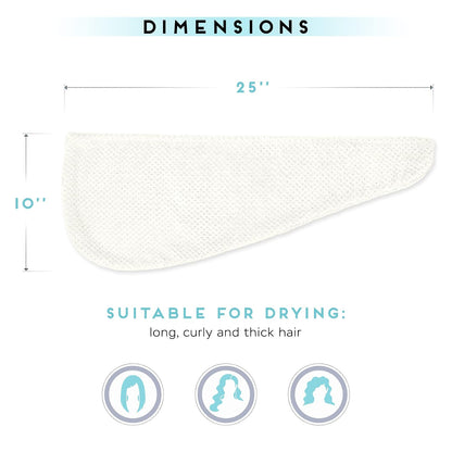 SimpleField 2 Pack Microfiber Hair Towel Wrap for Women, Anti Frizz Quick Drying Hair Turban for All Hair Style, Absorbent and Lightweight (Beige)