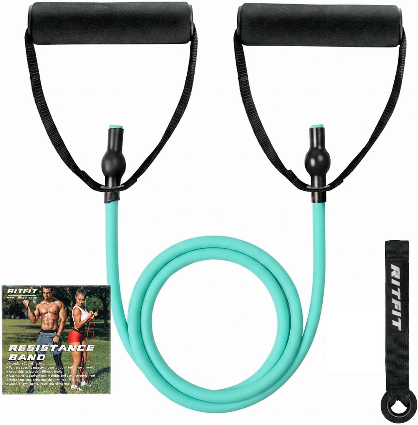 RitFit Single Resistance Bands with Handles Door Anchor for Home Gym