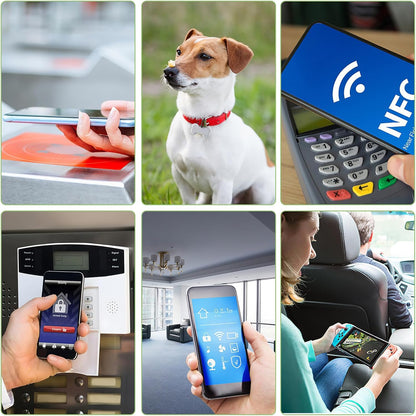NFC Tag NFC Stickers White NTAG215 Tag Rewritable Round Coin NFC Cards with Adhesive Back Compatible with Tagmo NFC Enabled Mobile Phones