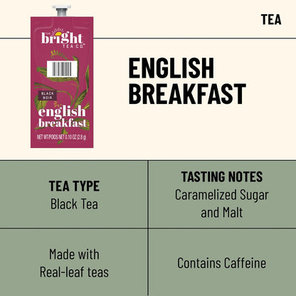 The Bright Tea Co. English Breakfast Tea Fresh Pack for Flavia Brewers (Pack of 100 Fresh Packs)