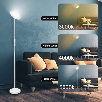 JOOFO LED Torchiere Floor Lamp with Remote, Stepless Dimmable Black