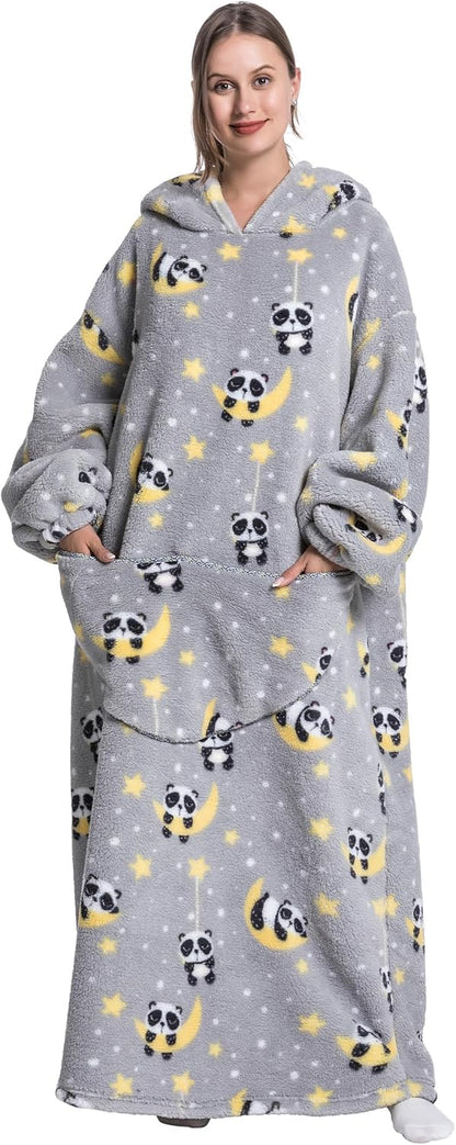Capecage Blanket Hoodie, Long Hooded Blanket Sweatshirt as Birthday Gifts for Women Men, Long Wearable Blanket for Women Men.
