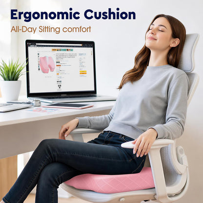 TushGuard Seat Cushion - Memory Foam Sitting Pillow for Office Chair, Car Seat, Airplane, Bleacher - Sciatica & Hip & Coccyx Pain Relief Desk Chair Cushion for Long Sitting Office Workers, Car Drivers