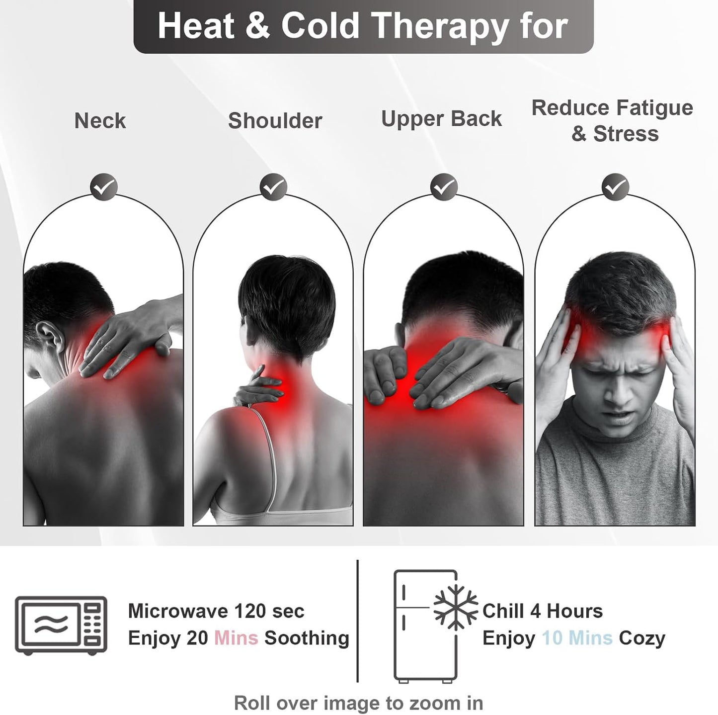 SuzziPad Microwave Heating Pad for Neck and Shoulders, Microwavable Heated Neck Wrap Warmer with Moist Heat, Herbal Lavender Aromatherapy, Hot & Cold Compress, Ideal for Mother's Day