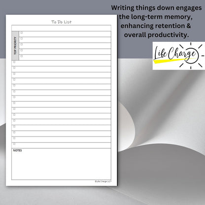 Life Charge Weekly Planner Notepad for Work & Home, Weekly To Do List Pad with Daily Checklist, Priority & Notes, 60 Pages, 8.5 x 11 Letter, Landscape