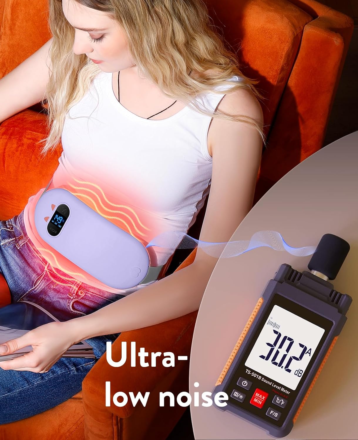 Electric Heating Pad, Portable Cordless Menstrual Heating Pad with 6 Heat Levels and 6 Massage Modes, Fast Large Heating Belly Wrap Belt for Cramps, Back Pain Relief Gifts for Women Girls Her