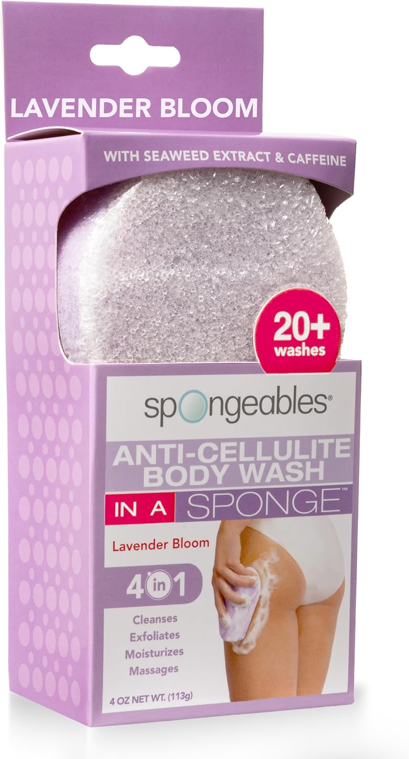 Spongeables Anti Cellulite Body Wash in a 20+ Wash Sponge, Citrus, 3 Count