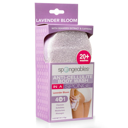 Spongeables Anti-Cellulite Body Wash in a Sponge, Moisturizer and Exfoliator, 20+ Washes