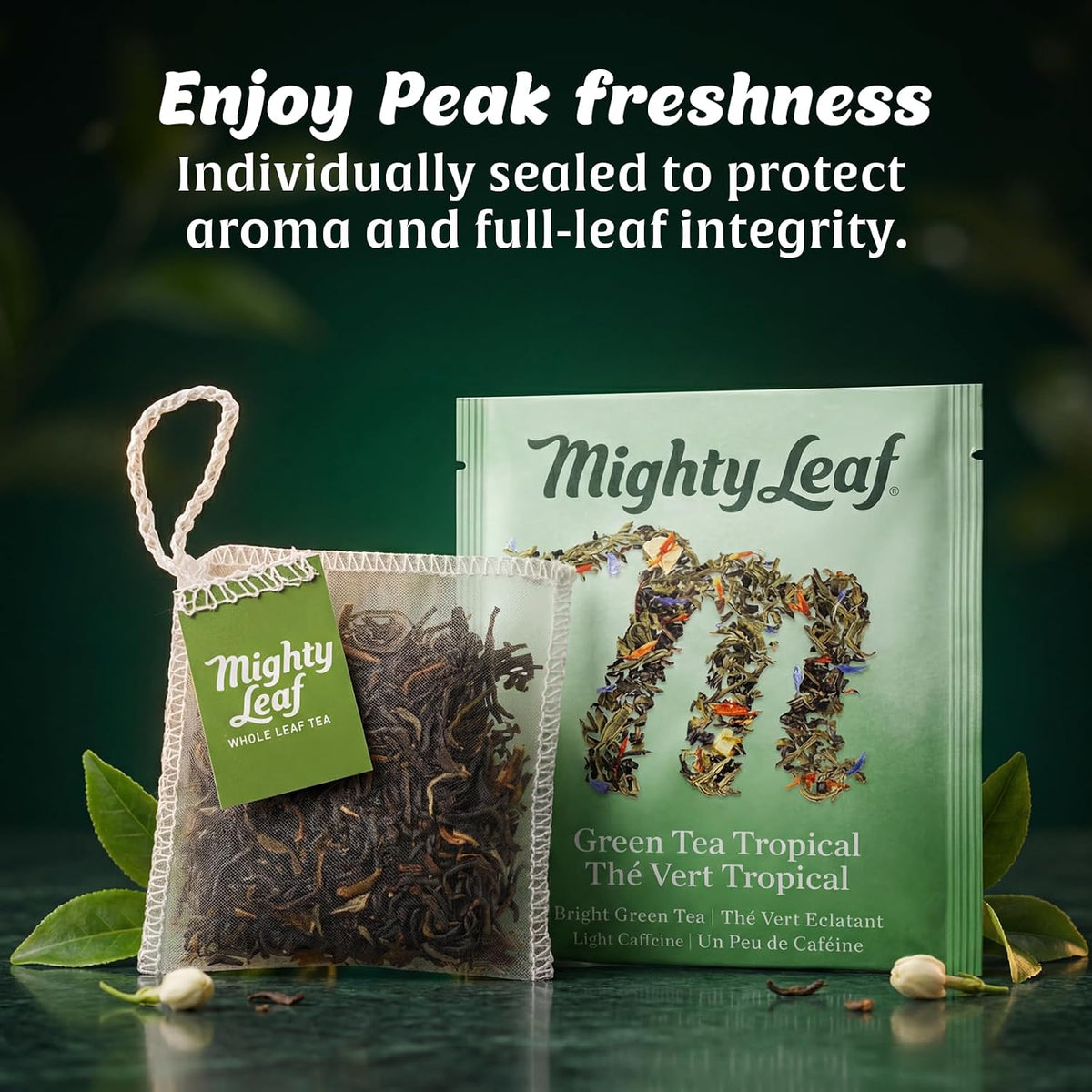 Mighty Leaf Tea Sampler - Assorted Flavors Gift Box - 40 Pouches
