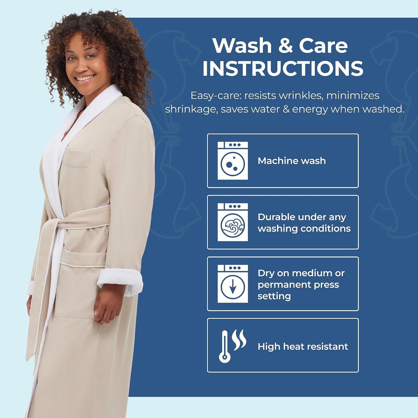 MONARCH Unisex Terry Lined Microfiber Hotel Robe