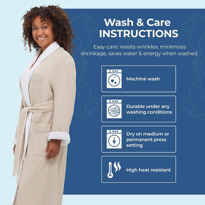 MONARCH Unisex Terry Lined Microfiber Hotel Robe
