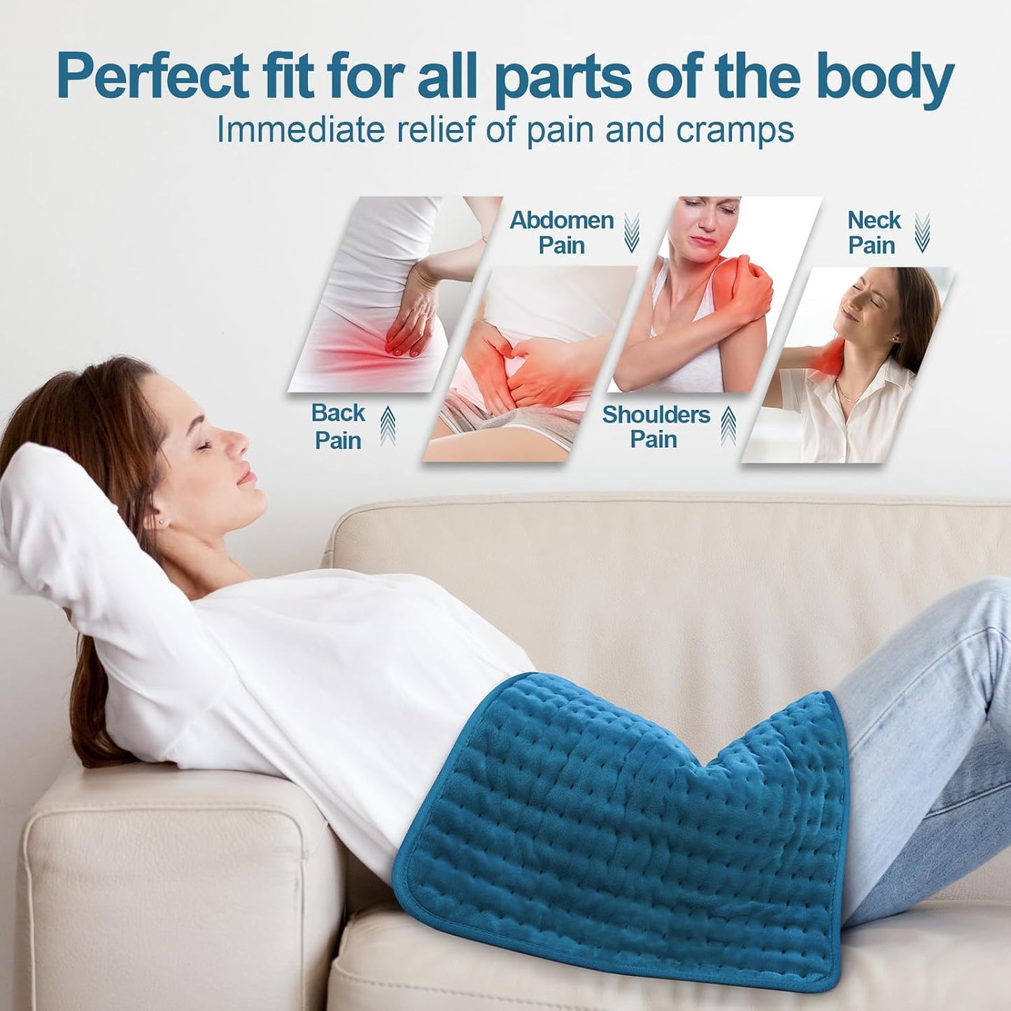 Heating Pad for Back, Electric Heating Pads for Cramps/Abdomen/Waist/Shoulder with 6 Heat Settings and Auto-Off, Moist/Dry Heat pad, Mothers Day Gifts for Mom Women Wife Grandma, 12" x 24"