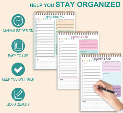 Teacher Notepad - A4 Teacher To Do List Notepad, Spiral Checklist Notebook Organizer for Teachers Notes Task Appointment, Teacher Appreciation Gifts, 8'' x 11'', Green