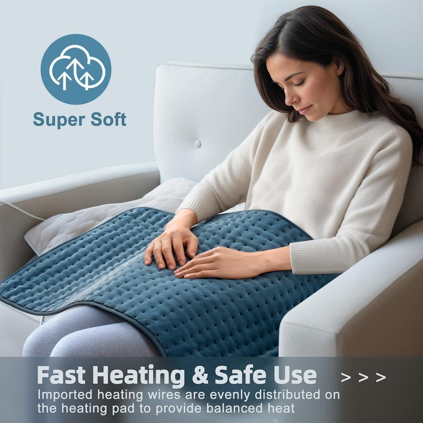 VALGELUIK Heating Pad for Back, Neck & Shoulder Pain Relief – 12"x24" Electric Heat Pad, Auto-Off, Machine Washable, Moist/Dry Heat Options – Thoughtful Mother's Day Gifts for Mom, Dad, Women & Men