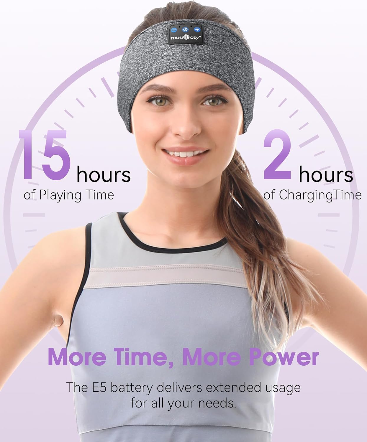 MUSICOZY Sleep Headphones Bluetooth 5.4 Headband, Sports Wireless Earphones Sweat Resistant Earbuds Sleeping Headphone with Ultra-Thin HD Stereo Speaker for Workout Running Cool Gadgets Unique Gifts