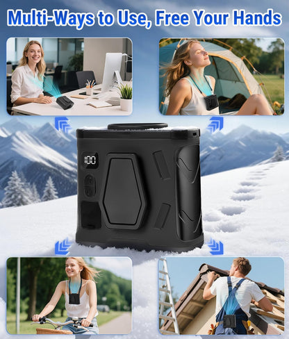 20000RPM Wearable Waist Clip Fan, 10000mAh 40H Long Lasting Brushless Motor, Hands-Free Cooling Fan For Jobsite Camping