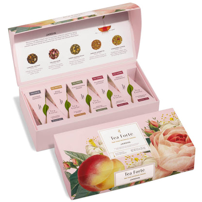 Tea Forte Premium Petite Presentation Box Gift Set Sampler, 10 Count, 2 of Each Blend Individually Wrapped Handcrafted Pyramid Infuser Bags, Demoiselle Tea