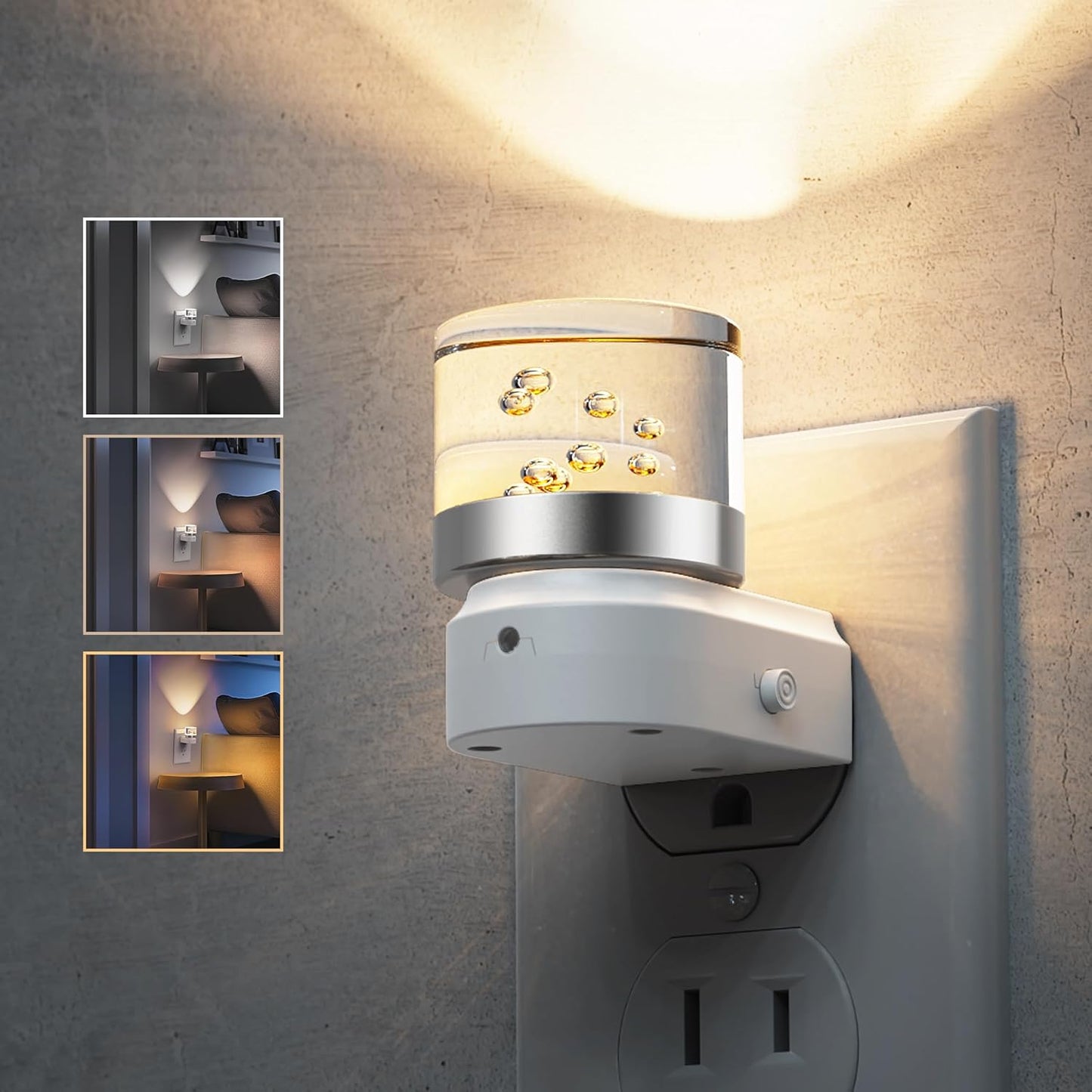 L LOHAS LED Night Light, Dimmable Night Lights Plug into Wall, Automatic Night Lights Plug in with Auto Light Sensor,Adjustable Brightness Amber LED Night Light, for Bedroom Hallway Home Decor