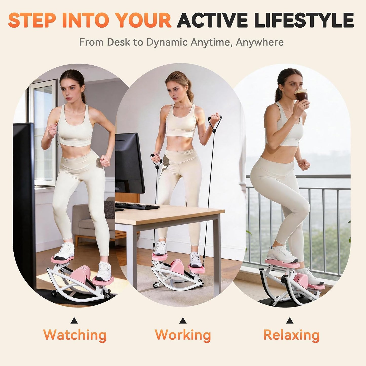 Rock Stepper - Steppers for Exercise at Home, Portable Stepper Side to Side with Digital Display & Resistance Bands, 330 LBS Capacity Full Body Workout Low-Impact Knee-Friendly 3D Stair Stepper
