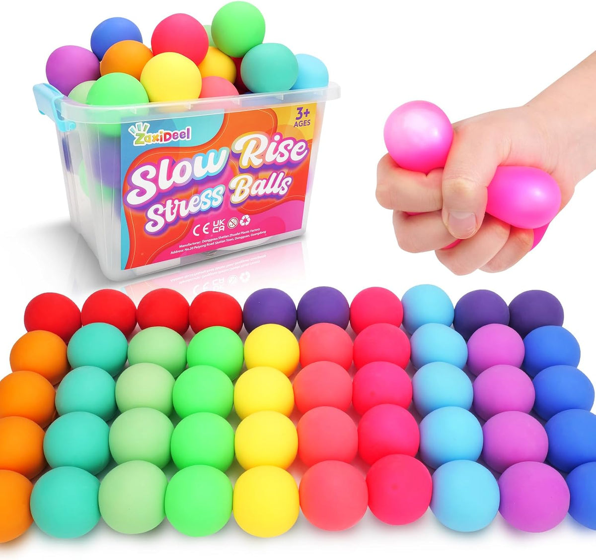 24 Pack Slow Rise Stress Balls, 2.5" Full Size Squishy Balls, Soft Stretchy Sensory Fidget Toys for Adults Kids, Classroom Rewards, Prize Box Toys, Office Stress Toys & Gifts