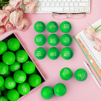 SHQDD 100PCS Motivational Stress Balls for Adults and Kids - Stress Balls Bulk Soft Sponge Squeeze Toys with Inspirational Quotes | Office Classroom Stress Relief Gifts | Anxiety Relief Fidget Toys