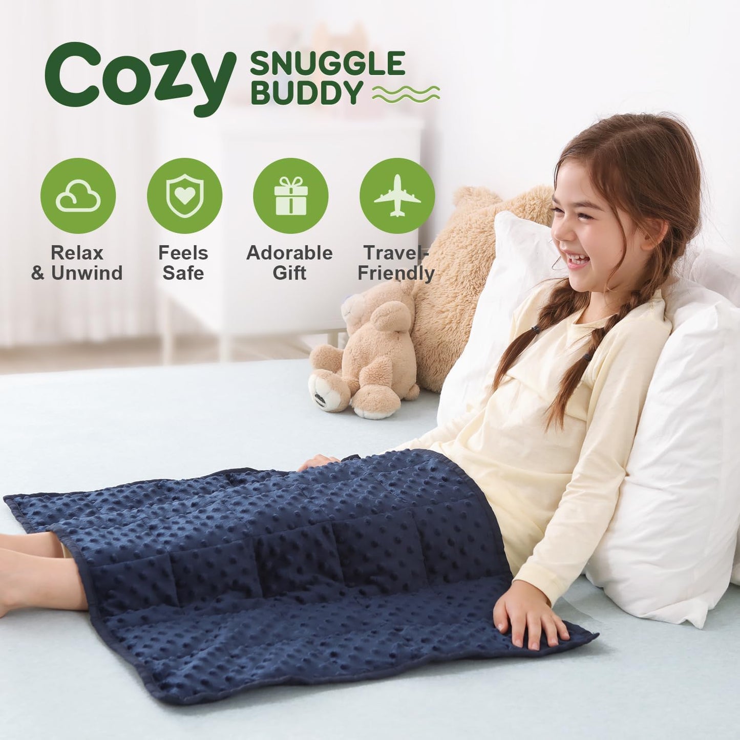 Sivio Weighted Lap Blanket, Weighted Blankets,Soft and Cozy Cooling Heavy Blanket, Calm and Nap, School and Home,2lbs 20 x 30inches, Grey