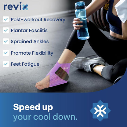 REVIX Ankle Ice Pack Wrap for Plantar Fasciitis & Foot Pain Relief, Reusable Gel Cold Compress Wrap for Feet Swelling, Achilles Tendonitis, and Sprained Ankles Recovery