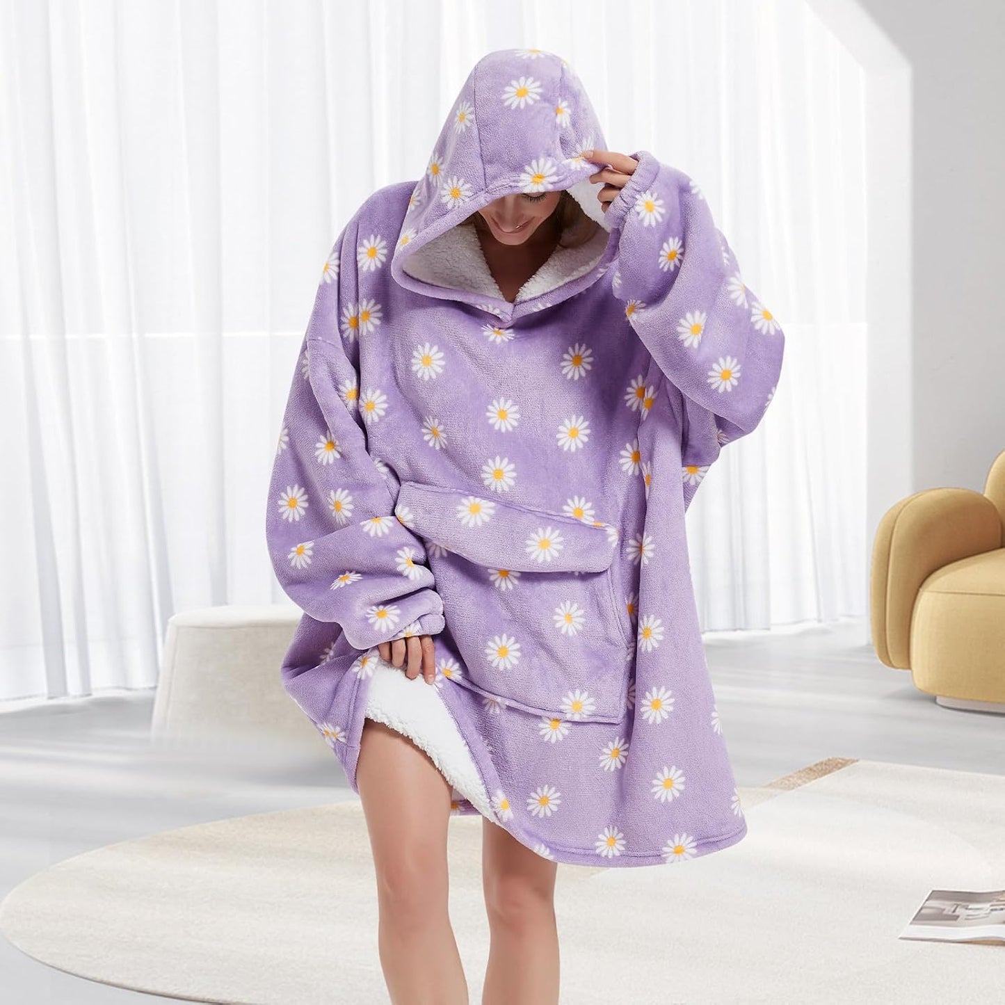 Fiosnow Sun and Moon Blanket Hoodies for Women and Men Adult Oversize Wearable Blanket Hoodies for Soft and Warm