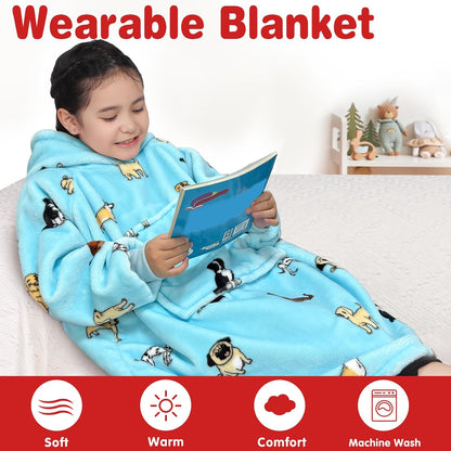 Waitu Wearable Blanket Sweatshirt Gifts for Women and Men, Warm and Cozy Giant Blanket Hoodie, Thick Flannel Blanket with Sleeves and Giant Pocket - Dark Gray