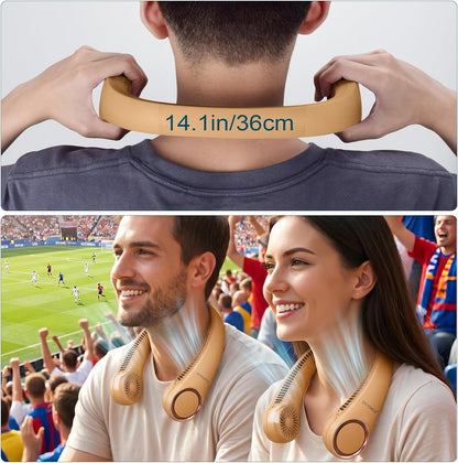 CIVPOWER Neck Fan: Portable Personal Neck Cooling Rechargeable Bladeless Fan - Hands Free 3 Speed 4000 mAh Battery USB Operated Wearable Headphone Design - Gift for Men Women Outdoor (White)