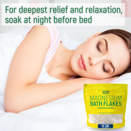 Magnesium Bath Flakes - Dead Sea Salt – Dead Sea Salts for Soaking – Magnesium Flakes for Bath - Enhanced with Aloe Vera (5 Pound)