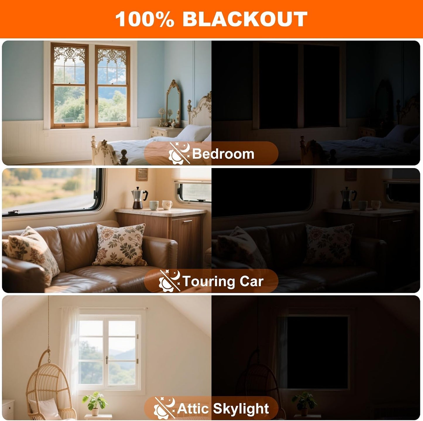 Black Out Window Cover Portable Blacout Curtains for Bedroom Guard Blinds