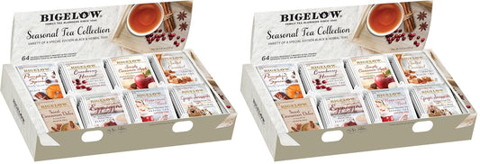 Bigelow Tea Seasonal Collection, Variety Gift Box Sampler, 64 Tea Bags, (Pack of 2)