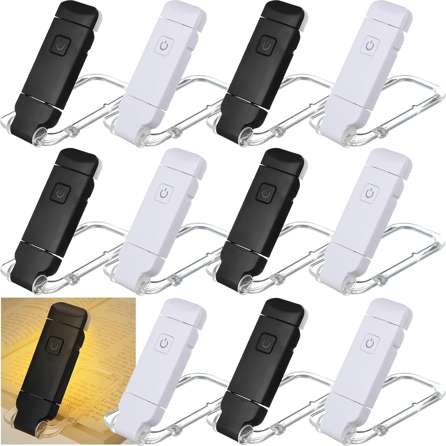 Retisee 20 Pack USB Rechargeable Book Light for Reading in Bed Foldable Clip on LED Booklight 3 Amber Colors &2 Brightness Dimmable Long Lasting Portable Bookmark Lamp for Book Lovers