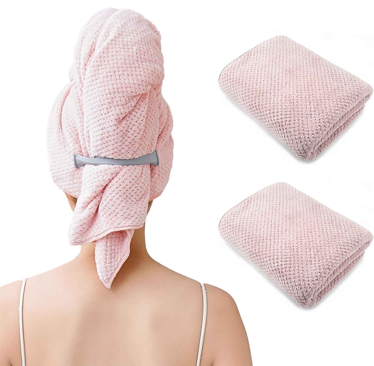 Large Hair Towel Wrap for Women, Quick-Dry Turban, Ultra Absorbent & Anti-Frizz, Ideal for Long, Thick & Curly Hair, Soft Lightweight Microfiber Drying Towel (24x42, Blue)