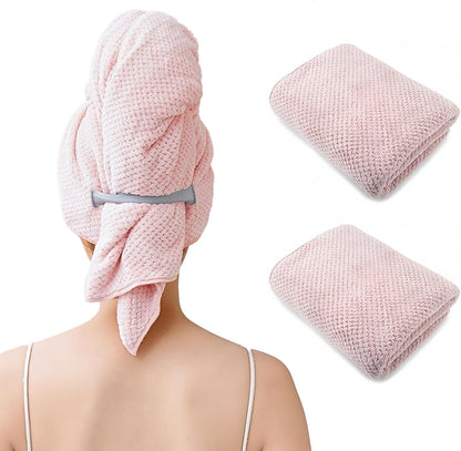 Large Hair Towel Wrap for Women, Quick-Dry Turban, Ultra Absorbent & Anti-Frizz, Ideal for Long, Thick & Curly Hair, Soft Lightweight Microfiber Drying Towel (24x42, Blue)