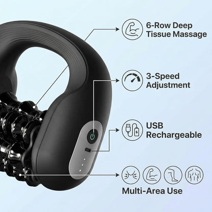 Electric Muscle Roller for Post-Workout Recovery, Deep Rolling Massager for Legs, Calves, Back & Neck, Handheld Powered Rolling Tool, Rechargeable, 3 Speed Fitness Recovery