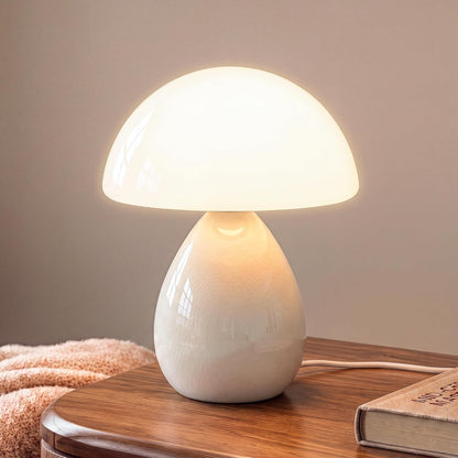 Dawnwake Mushroom Lamp Table Lamp for Bedroom-Small Desk Table Lamps,White