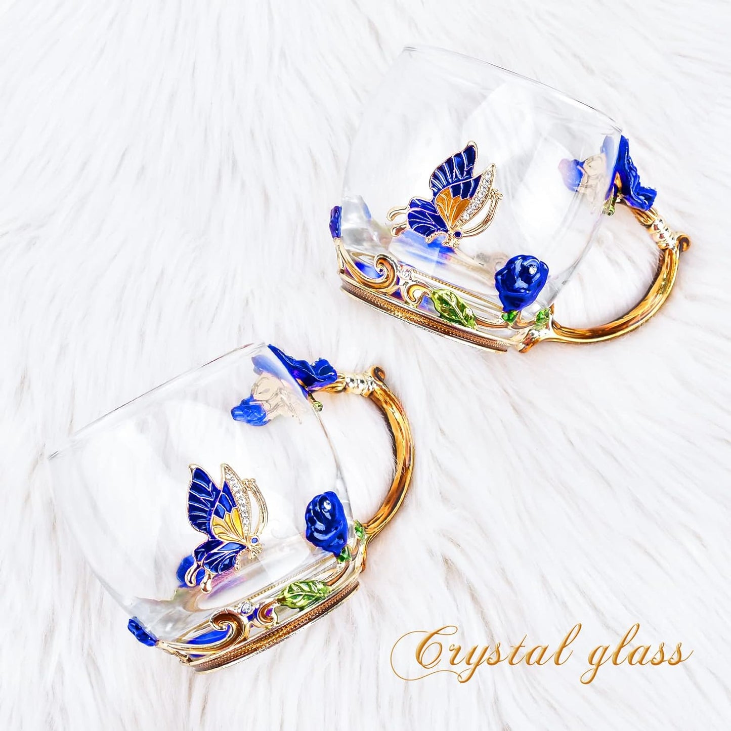 Enamel Glass Flower Tea Pot With Removable Loose Tea Leaf Infuser Tea Maker Teapot Set 30.4OZ Gifts for Women,Mom,Birthday
